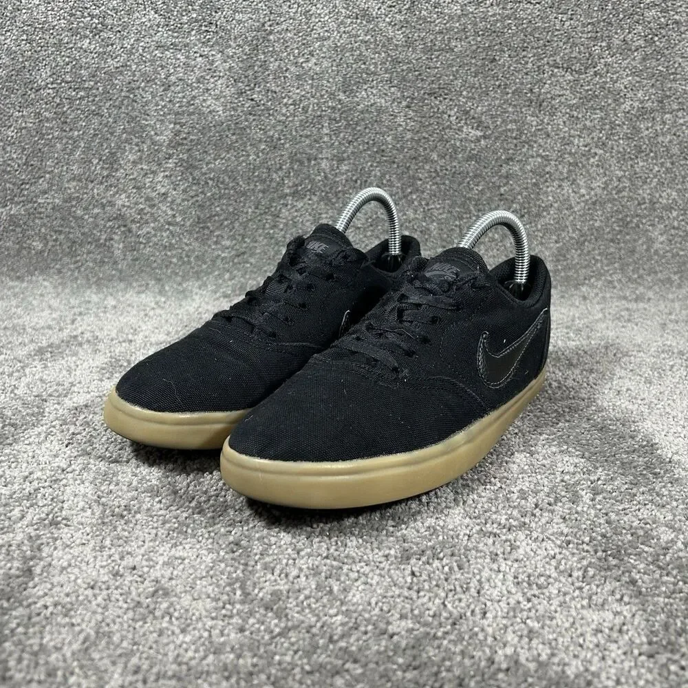 Nike SB Check 905373-006 Youth Size 7Y Black Canvas Gum Skate Shoes Used
